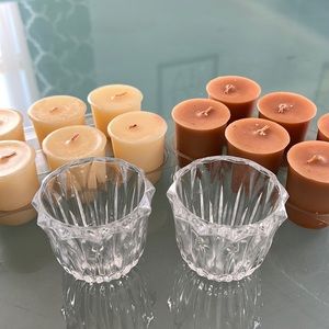 Two votive candle holders with twelve votives.